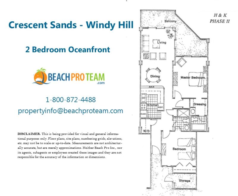 Crescent Sands Floor Plan H & K - 2 Bedroom Oceanfront
